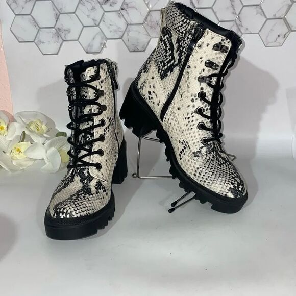 Madden Girl Shoes - Madden Girl Snakeskin Print Ankle Boots with Geometric Pattern
